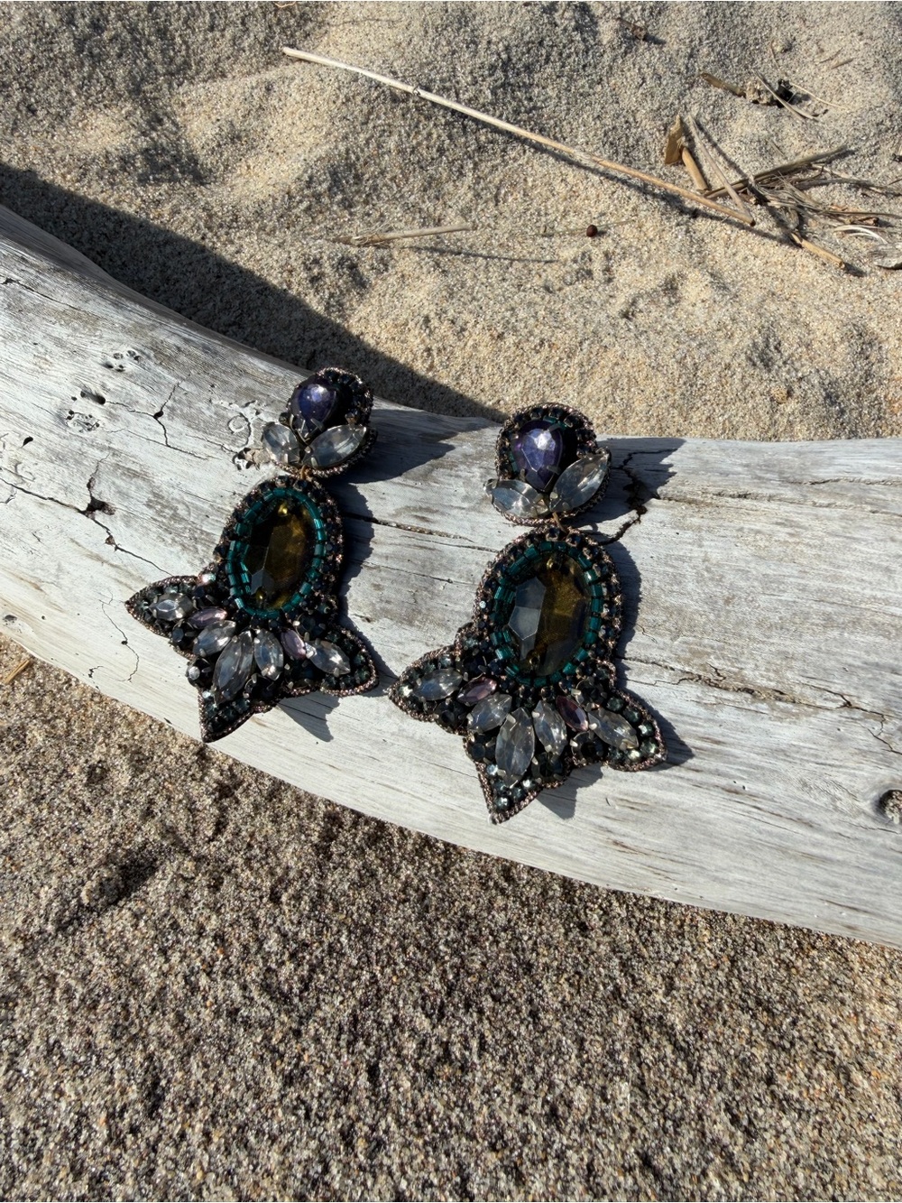 Miguel Ases Jewel Toned Beaded Statement Earrings